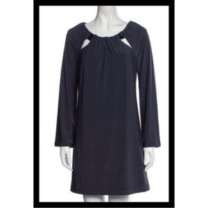 Halston beaded open shoulder dress